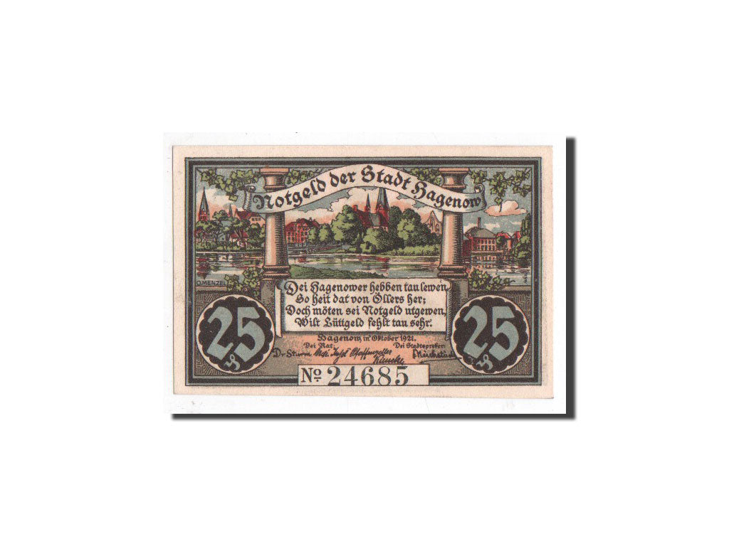 Biljet, Duitsland, Hagenow, 25 Pfennig, prairie, 1921, Undated, NIEUW
