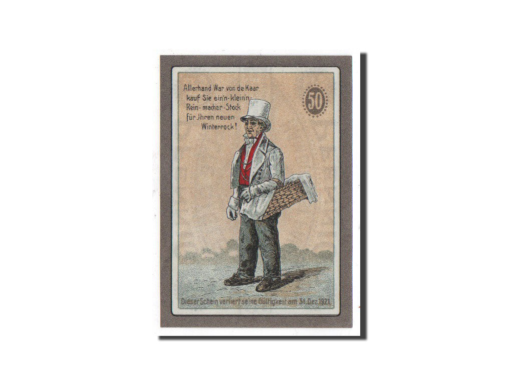 Geldschein, Deutschland, Hamburg, 50 Pfennig, personnage 3, O.D, Undated, UNZ