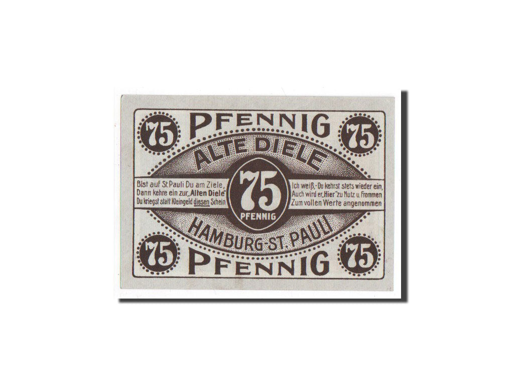 Biljet, Duitsland, Hamburg, 75 Pfennig, personnage, O.D, Undated, NIEUW