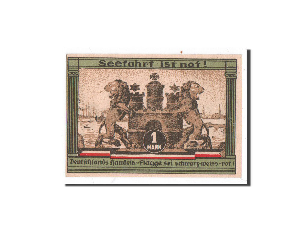 Biljet, Duitsland, Hamburg, 1 Mark, Ecusson, 1921, 1921-08-12, NIEUW, Mehl:539.3