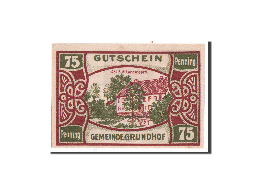 Biljet, Duitsland, Grundhof in Angeln, 75 Pfennig, Maison, 1921, 1921-04-01
