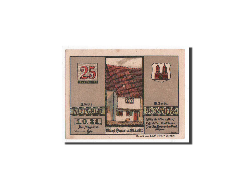 Biljet, Duitsland, Jessnitz, 25 Pfennig, Ville, 1921, 1921-09-01, NIEUW