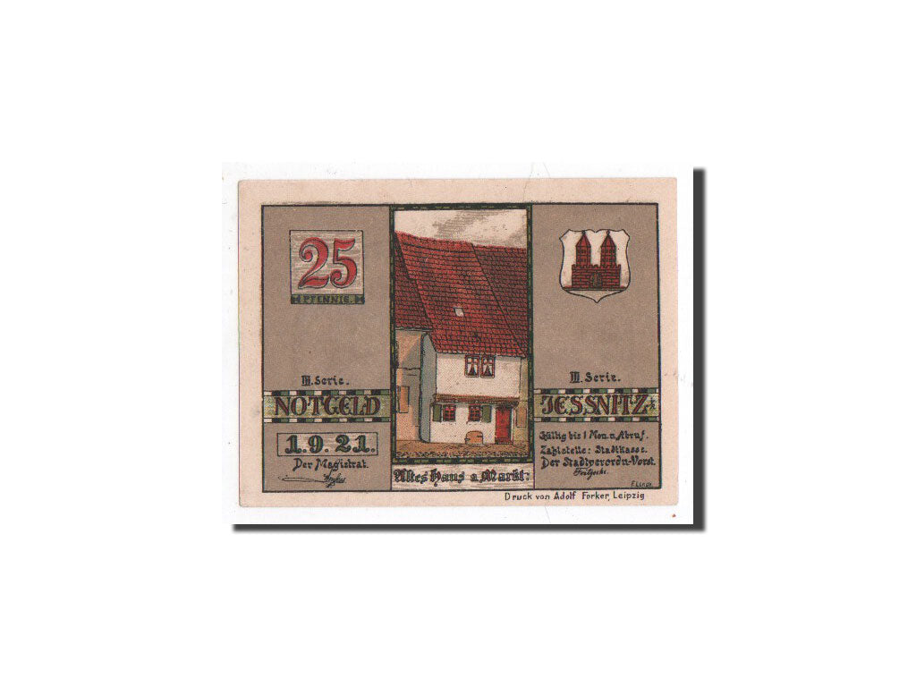 Biljet, Duitsland, Jessnitz, 25 Pfennig, personnage, 1921, 1921-09-01, NIEUW