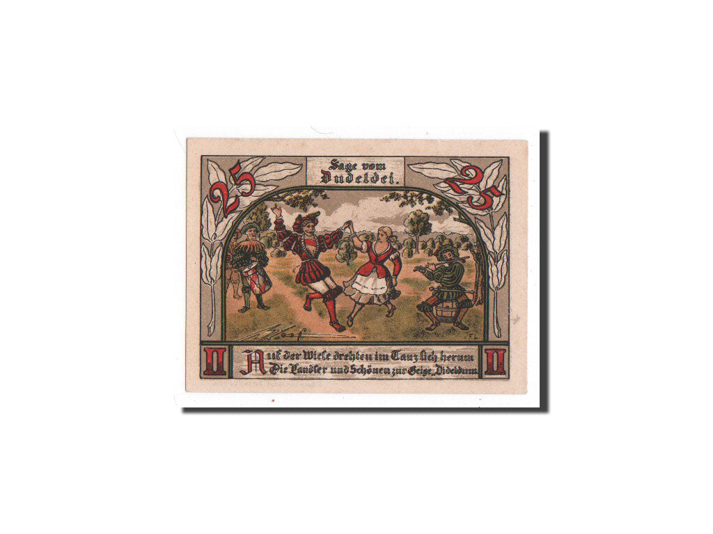 Biljet, Duitsland, Jessnitz, 25 Pfennig, personnage, 1921, 1921-09-01, NIEUW