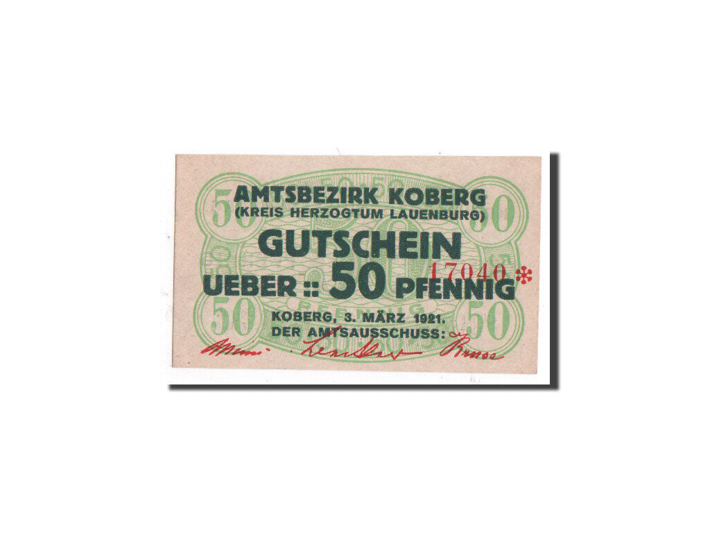 Billete, Alemania, Koberg, 50 Pfennig, Citation, 1921, 1921-03-03, UNC