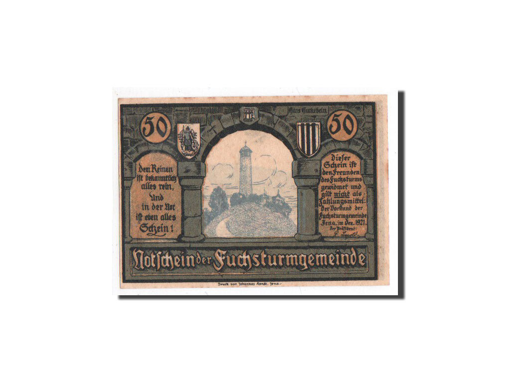 Biljet, Duitsland, Jena Stadt, 50 Pfennig, tour 1, 1921, Undated, NIEUW