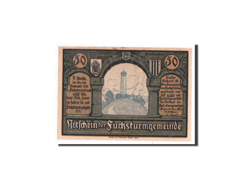 Banknot, Niemcy, Jena Stadt, 50 Pfennig, tour 5, 1921, Undated, UNC(65-70)