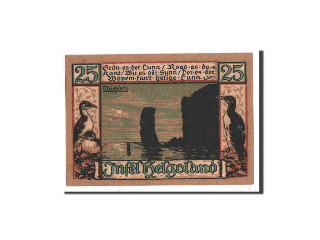 Banconote, Germania, Helgoland, 25 Pfennig, rocher 2, 1921, Undated, FDS