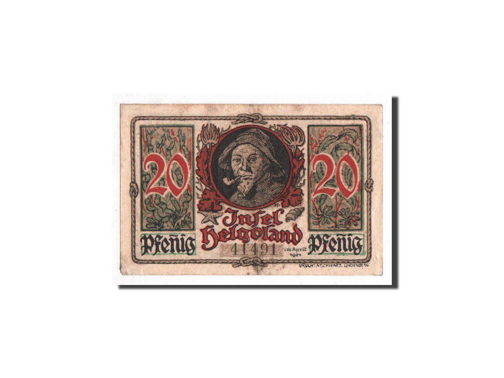 Geldschein, Deutschland, Helgoland, 20 Pfennig, personnage 1, 1921, Undated