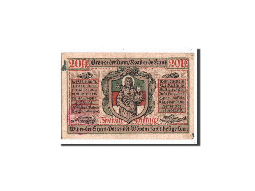 Geldschein, Deutschland, Helgoland, 20 Pfennig, personnage 1, 1921, Undated