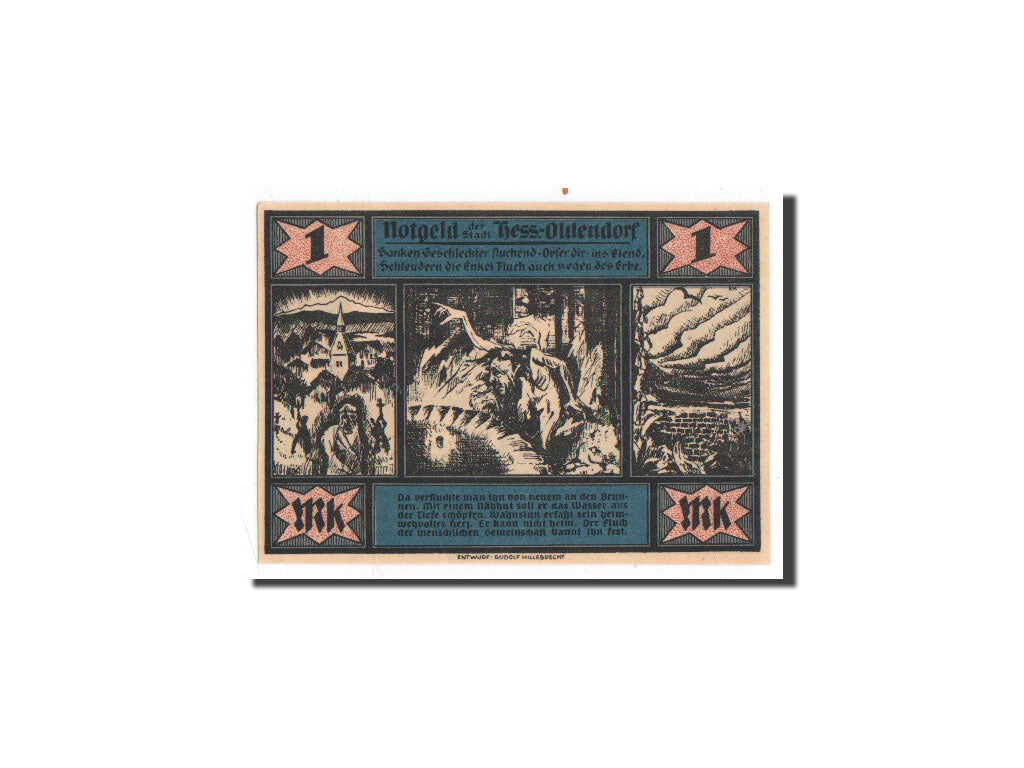 Geldschein, Deutschland, Hessisch Oldendorf, 1 Mark, diable 2, 1921, 1921-10-01