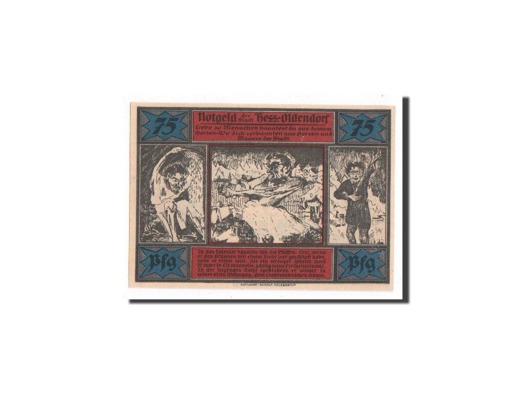 Geldschein, Deutschland, Hessisch Oldendorf, 75 Pfennig, diable 3, 1921