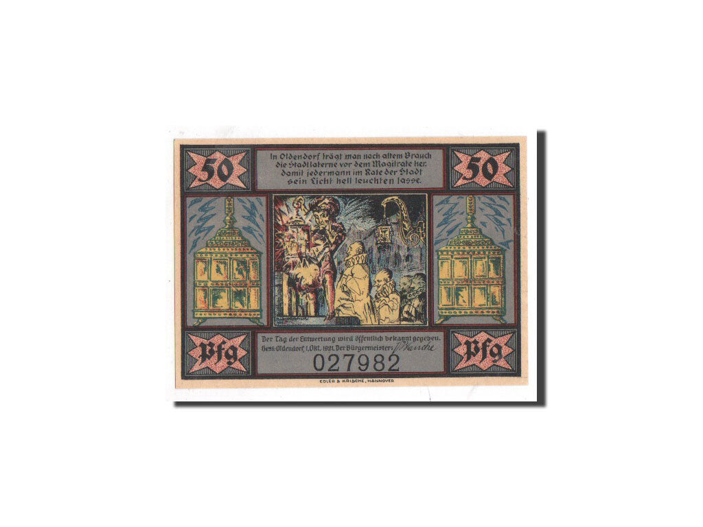 Biljet, Duitsland, Hessisch Oldendorf, 50 Pfennig, diable 4, 1921, 1921-10-01
