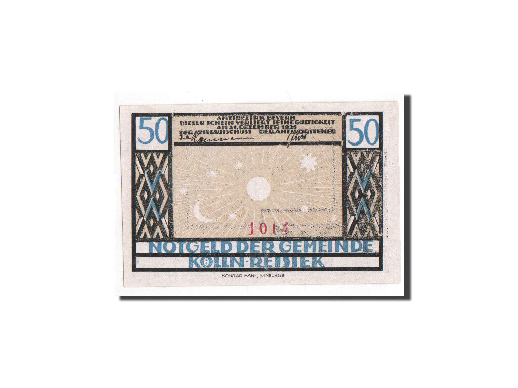 Banknote, Germany, Kölln-Reisiek, 50 Pfennig, lion, vierge, 1921, Undated