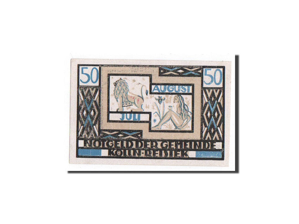 Banknote, Germany, Kölln-Reisiek, 50 Pfennig, lion, vierge, 1921, Undated