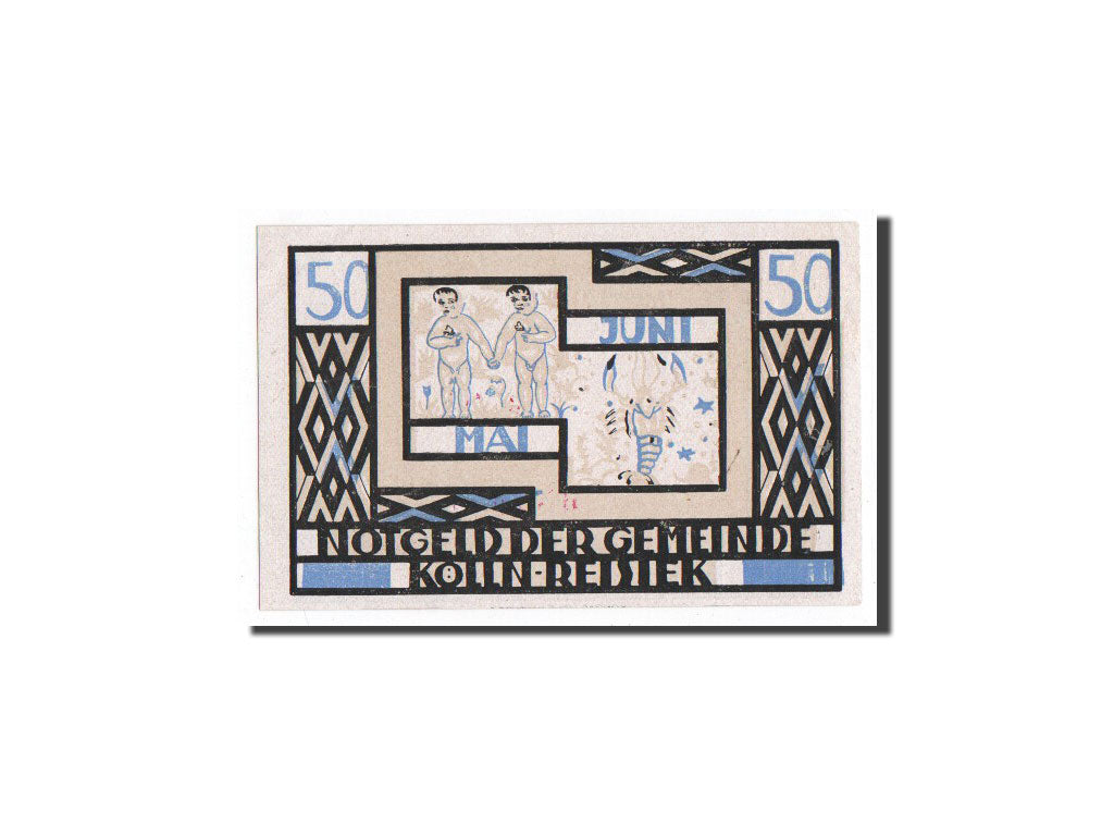 Banknote, Germany, Kölln-Reisiek, 50 Pfennig, gémeaux, cancer 3, 1921