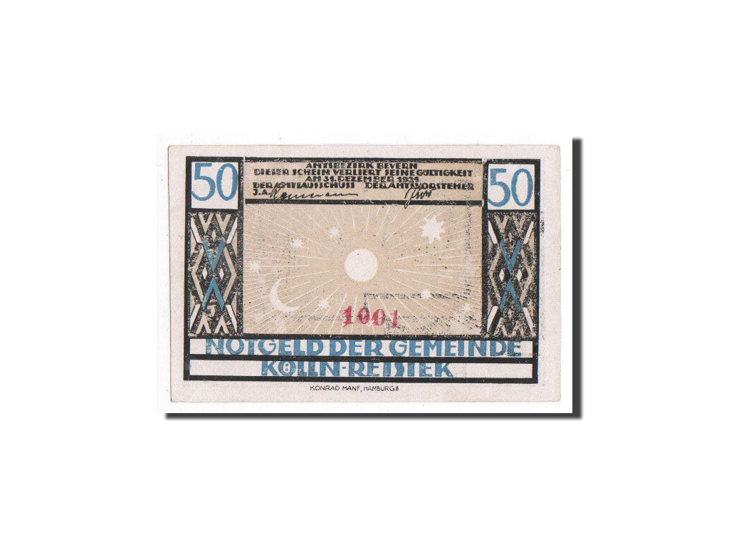 Biljet, Duitsland, Kölln-Reisiek, 50 Pfennig, lion, vierge 2, 1921, Undated