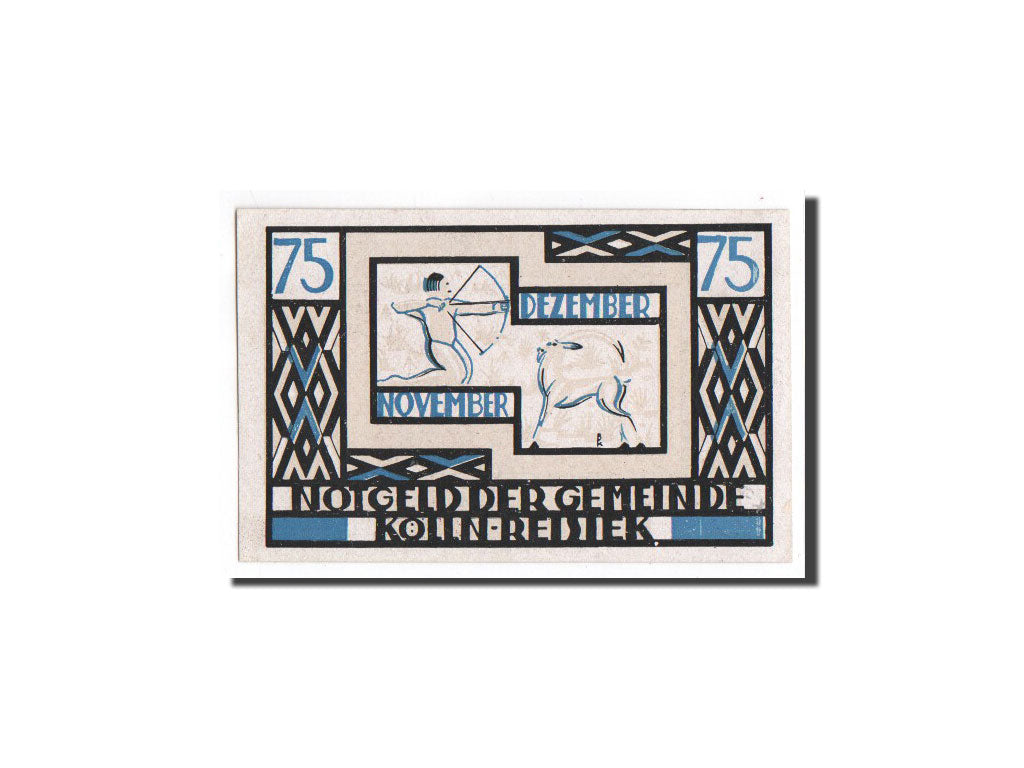 Banknote, Germany, Kölln-Reisiek, 75 Pfennig, sagittaire, capricorne, 1921