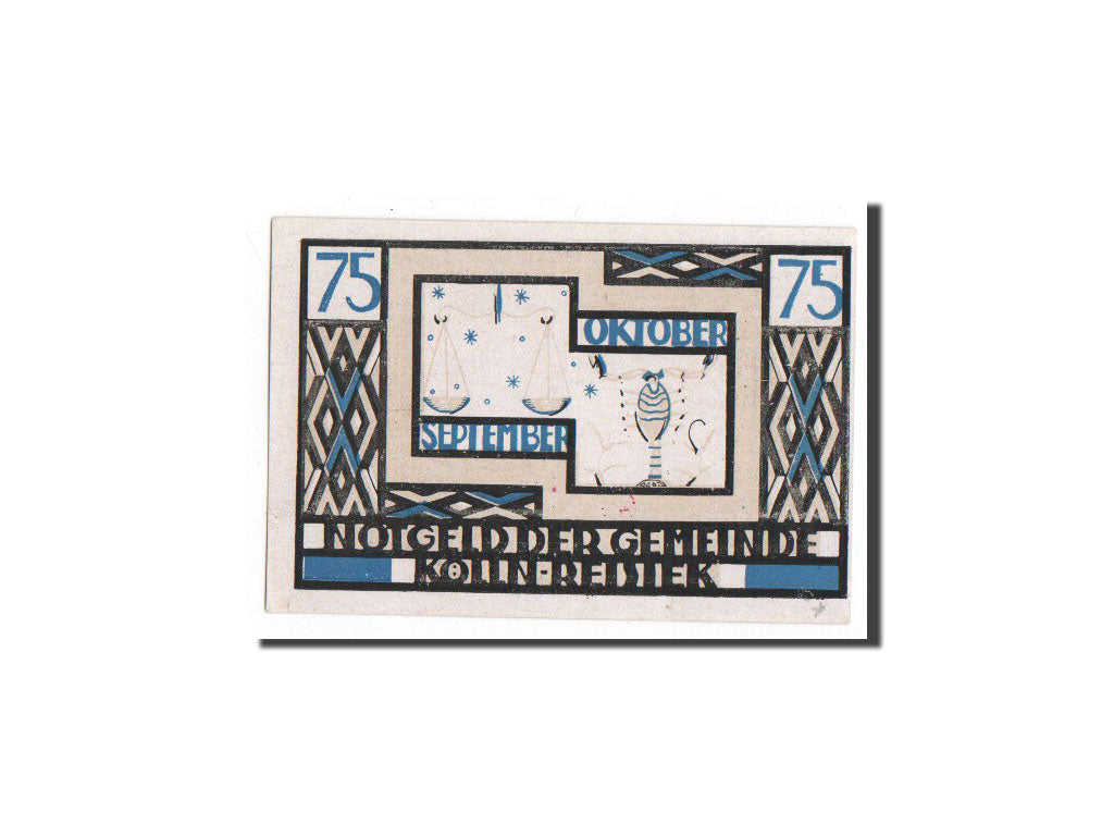 Biljet, Duitsland, Kölln-Reisiek, 75 Pfennig, balance, scorpion, 1921, Undated
