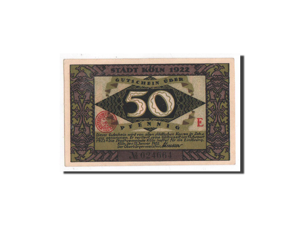 Banknote, Germany, Köln, 50 Pfennig, lutin 2, 1921, 1921-01-12, UNC(65-70)