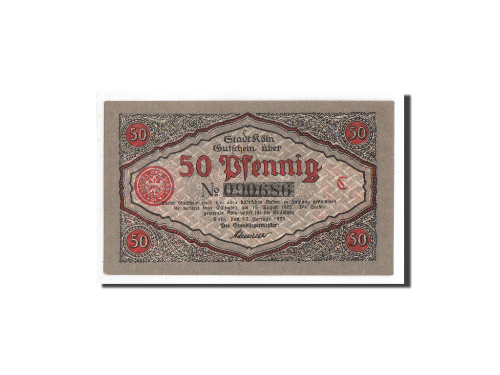 Biljet, Duitsland, Köln, 50 Pfennig, soldat 2, 1921, 1921-01-12, NIEUW