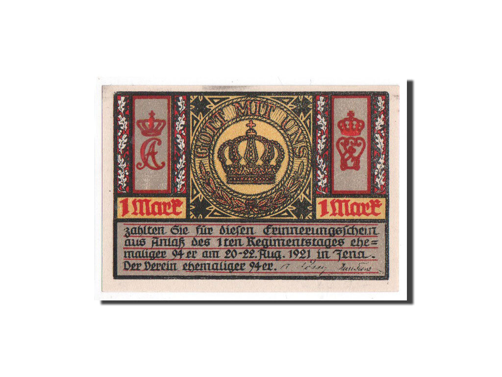 Banknote, Germany, Jena Stadt, 1 Mark, Batiment, 1921, 1921-08-20, UNC(65-70)
