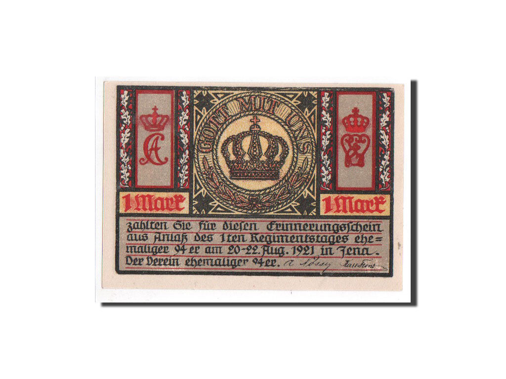 Banknote, Germany, Jena Stadt, 1 Mark, chateau 1, 1921, 1921-08-20, UNC(65-70)