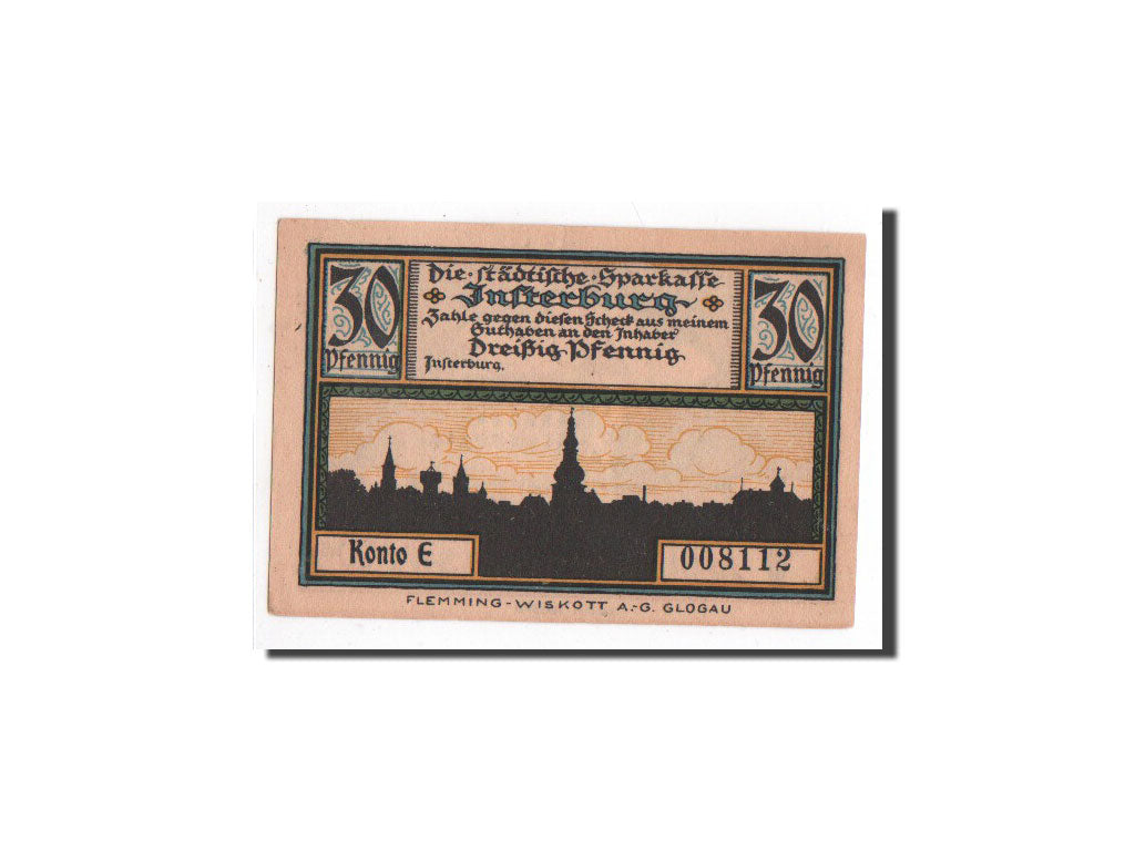 Banconote, Germania, Insterburg, 30 Pfennig, chateau 1, O.D, Undated, FDS