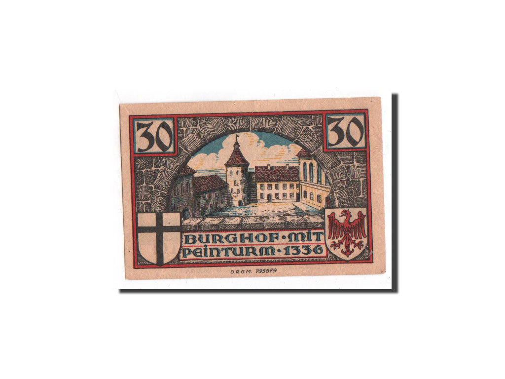 Banconote, Germania, Insterburg, 30 Pfennig, chateau 1, O.D, Undated, FDS