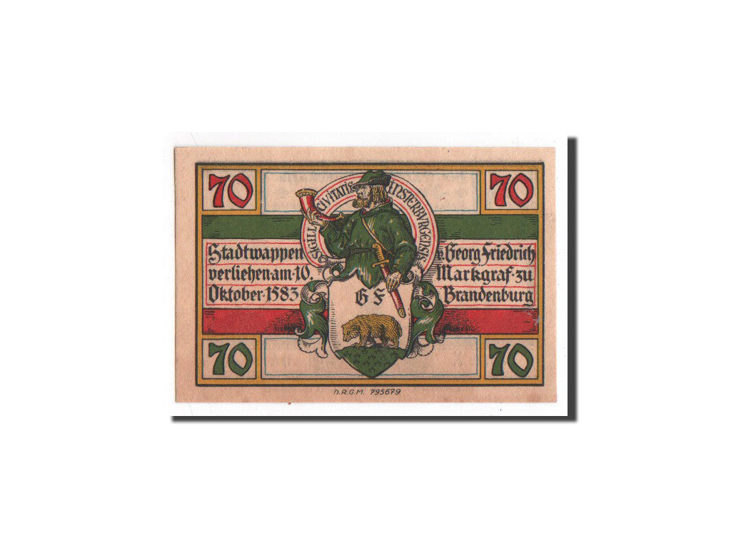 Banknote, Germany, Insterburg, 70 Pfennig, chasseur, O.D, Undated, UNC(65-70)