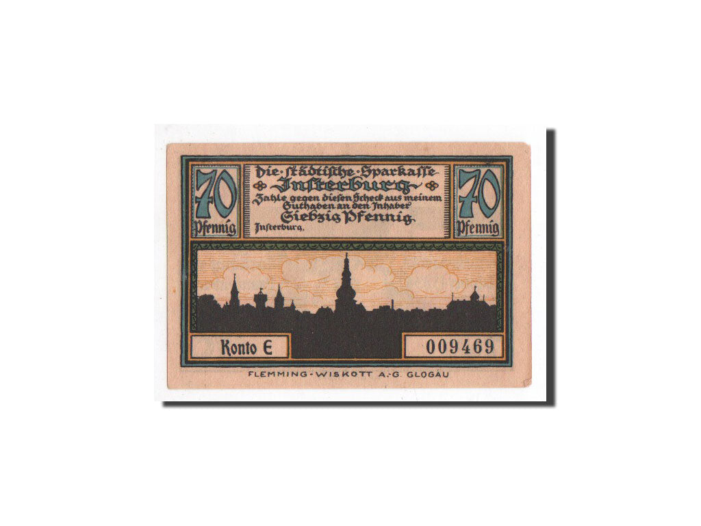 Banknote, Germany, Insterburg, 70 Pfennig, chasseur 1, O.D, Undated, UNC(65-70)