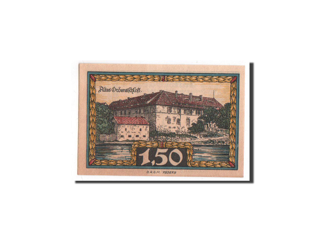 Banconote, Germania, Insterburg, 1.5 Mark, château, O.D, Undated, FDS