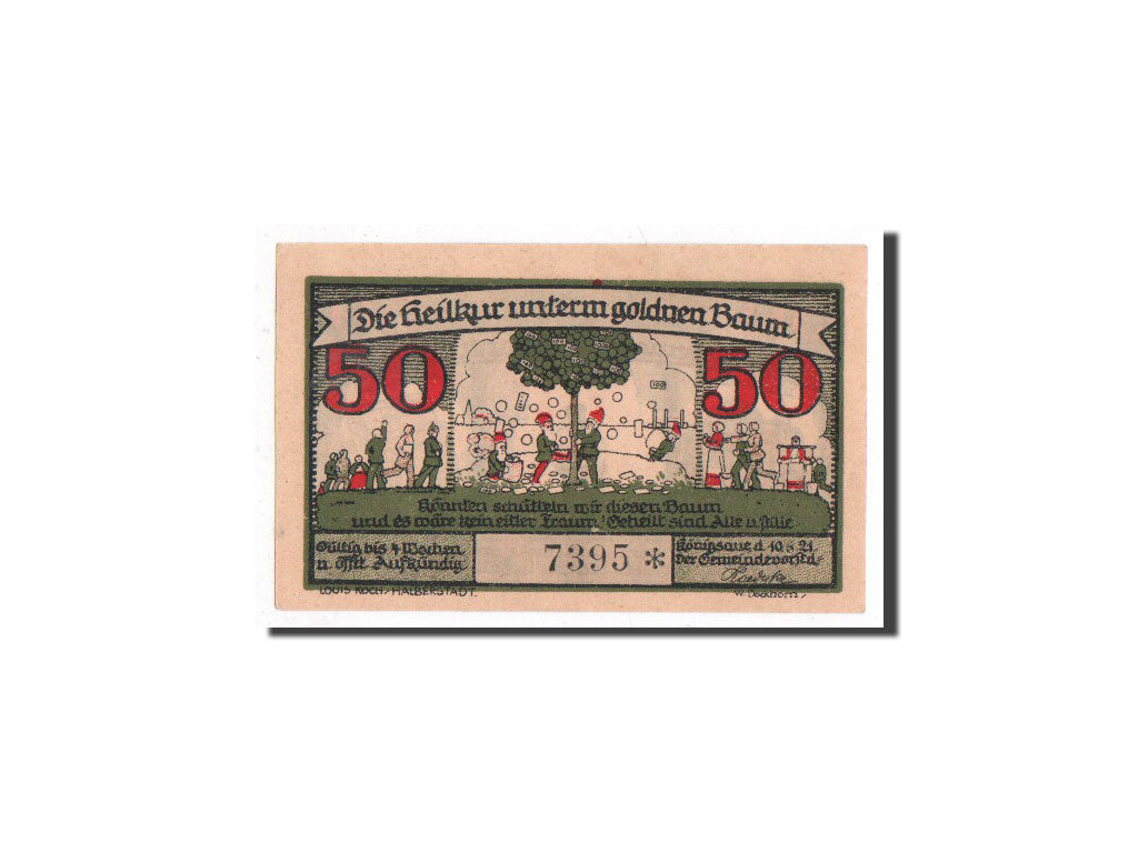 Banknote, Germany, Königsaue, 50 Pfennig, lutte des 3 municipalités, 1921