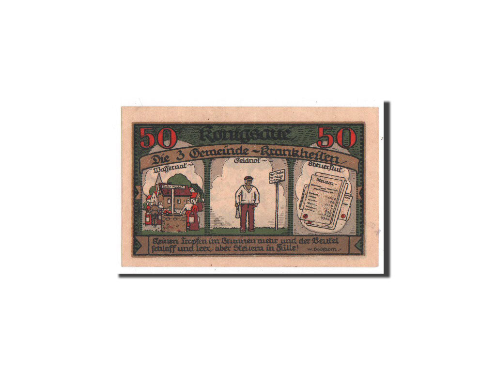 Banknote, Germany, Königsaue, 50 Pfennig, lutte des 3 municipalités, 1921