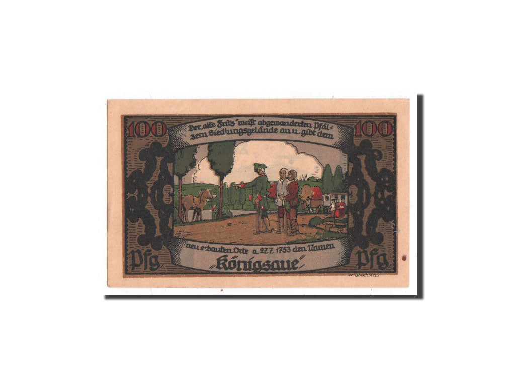 Banconote, Germania, Königsaue, 100 Pfennig, paysage, 1921, 1921-06-10, FDS