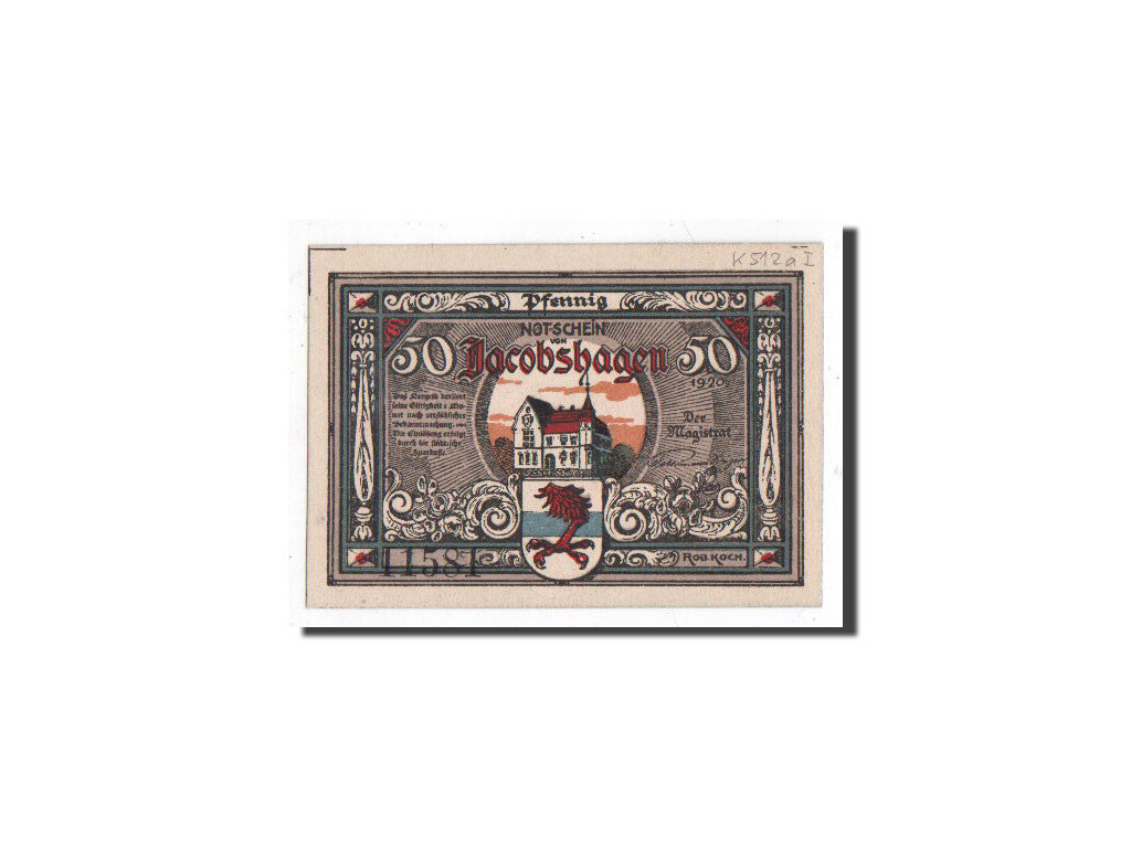 Banknote, Germany, Jacobshagen, 50 Pfennig, ange, 1920, Undated, UNC(65-70)