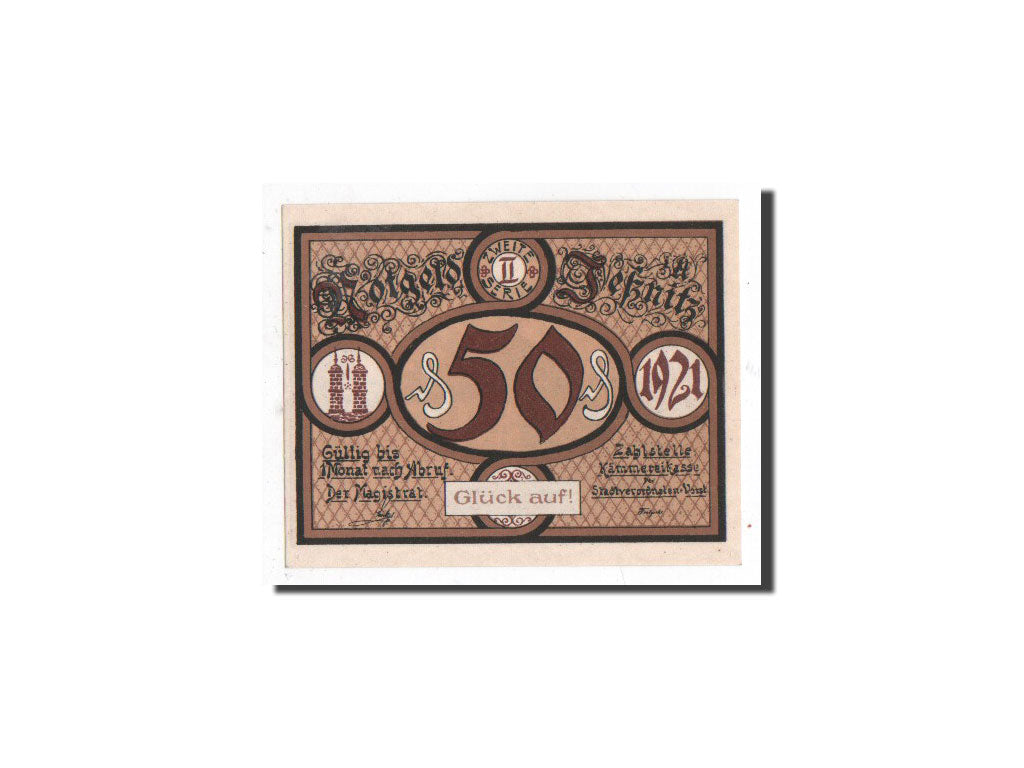 Banknote, Germany, Jessnitz, 50 Pfennig, Batiment, 1921, Undated, UNC(65-70)
