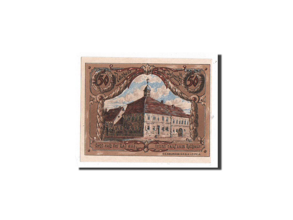Banknote, Germany, Jessnitz, 50 Pfennig, Batiment, 1921, Undated, UNC(65-70)