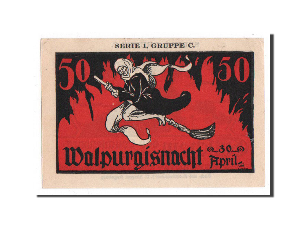 Banknote, Germany, Kahla, 50 Pfennig, sorcière, O.D, Undated, UNC(65-70)