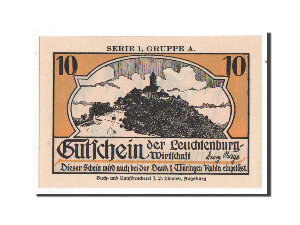 Banknote, Germany, Kahla, 10 Pfennig, sorcière, O.D, Undated, UNC(65-70)