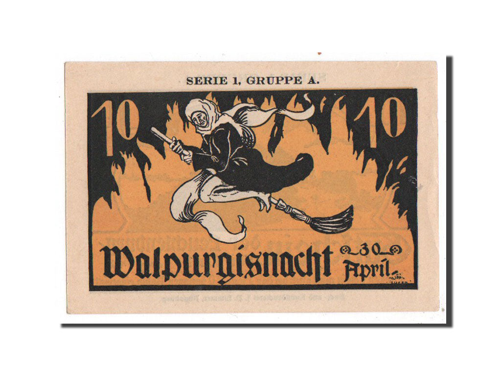 Banknote, Germany, Kahla, 10 Pfennig, sorcière, O.D, Undated, UNC(65-70)