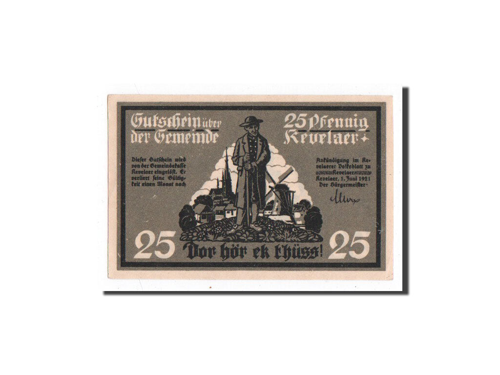 Banknote, Germany, Kevelaer, 25 Pfennig, personnage, 1921, 1921-06-01