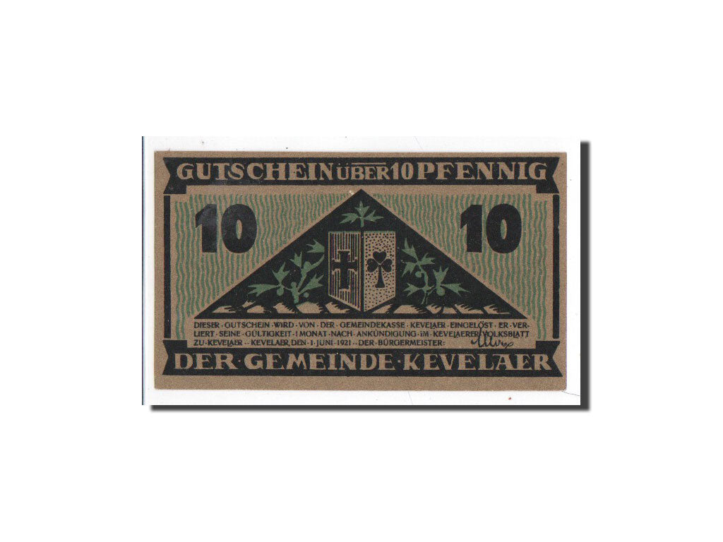 Banknote, Germany, Kevelaer, 10 Pfennig, personnage, 1921, 1921-06-01