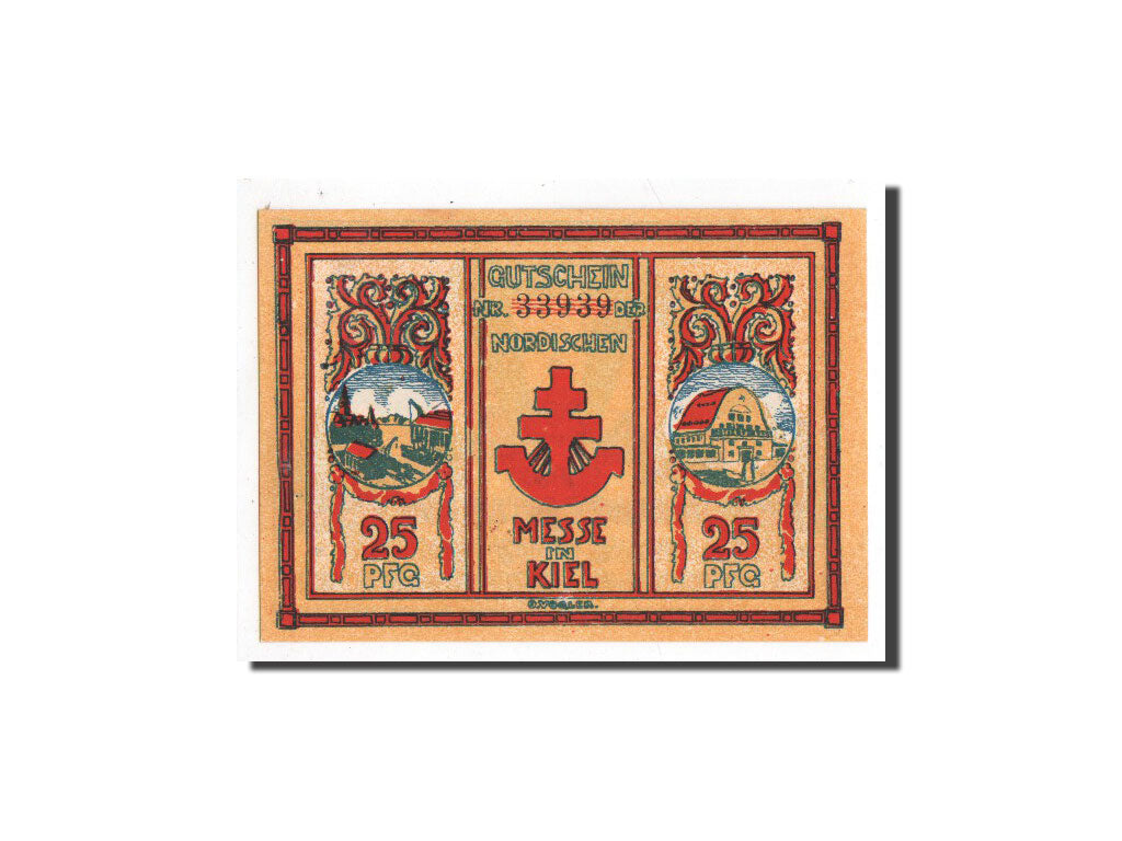 Banknote, Germany, Kiel, 25 Pfennig, exposition, 1921, 1921-09-15, UNC(65-70)
