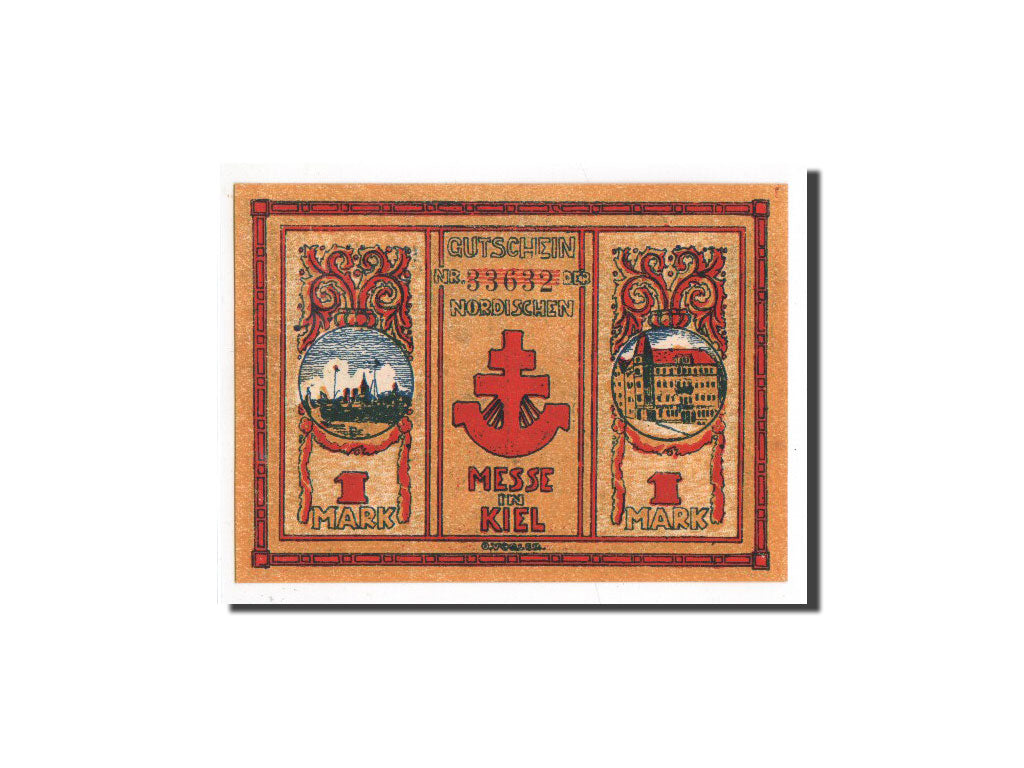 Banknote, Germany, Kiel, 1 Mark, exposition, 1921, 1921-09-15, UNC(65-70)