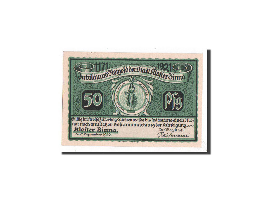 Banknote, Germany, Kloster Zinna, 50 Pfennig, Eglise, 1920, 1920-09-07