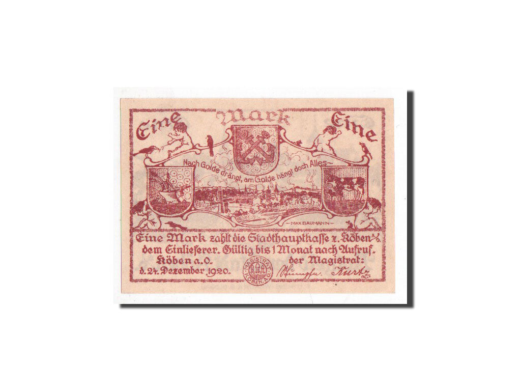 Banknote, Germany, Köben a. O, 1 Mark, village, 1920, 1920-12-24, UNC(65-70)
