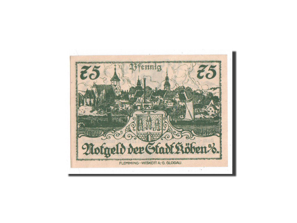 Banknote, Germany, Köben a. O, 75 Pfennig, village, 1920, 1920-12-24