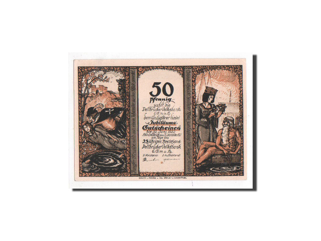 Banknote, Germany, Köln Dellbrück, 50 Pfennig, personnage 1, 1921, 1921-12-31