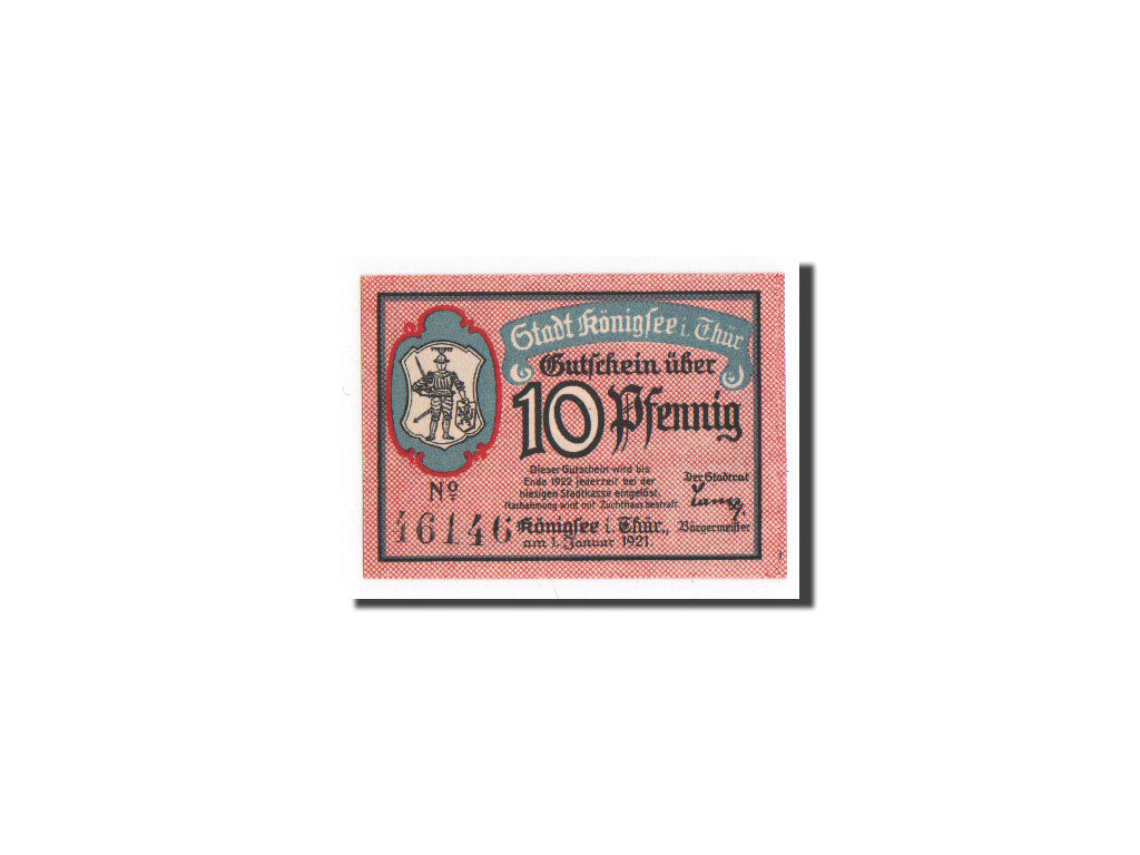 Banknote, Germany, Königsee, 10 Pfennig, lutin, 1921, 1921-01-01, UNC(65-70)